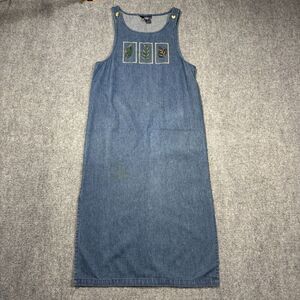 Vintage Ty Denim Dress Jumper Womens 10 Plants Art Y2K 90s Cottagecore
